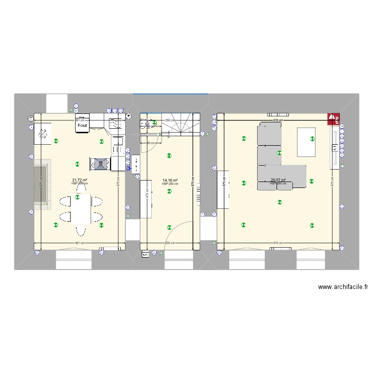 Maison Gratot 3. Plan de 3 pièces et 65 m2