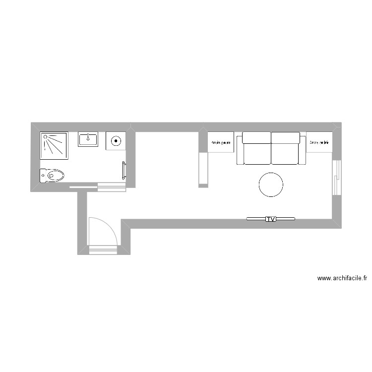 Studio. Plan de 0 pièce et 0 m2