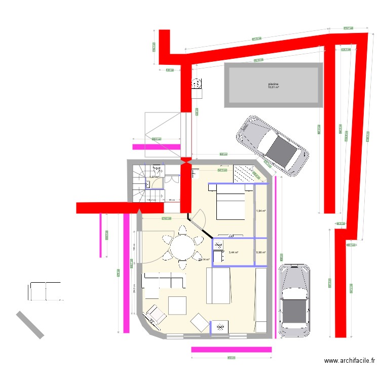 cotes ok bas cruzy. Plan de 6 pièces et 68 m2