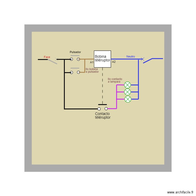 TELERUPTOR. Plan de 1 pièce et 23 m2