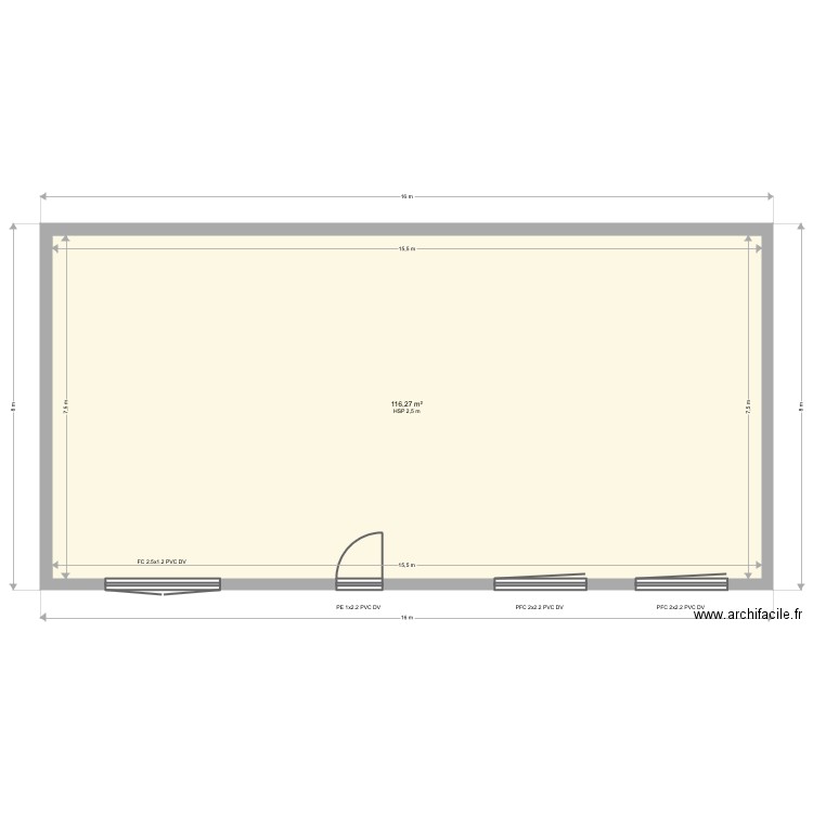 Bouju. Plan de 1 pièce et 116 m2