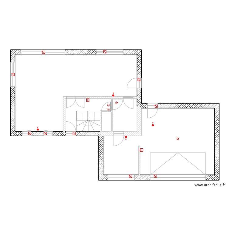 Nouveaux plan rdc alarme. Plan de 5 pièces et 126 m2