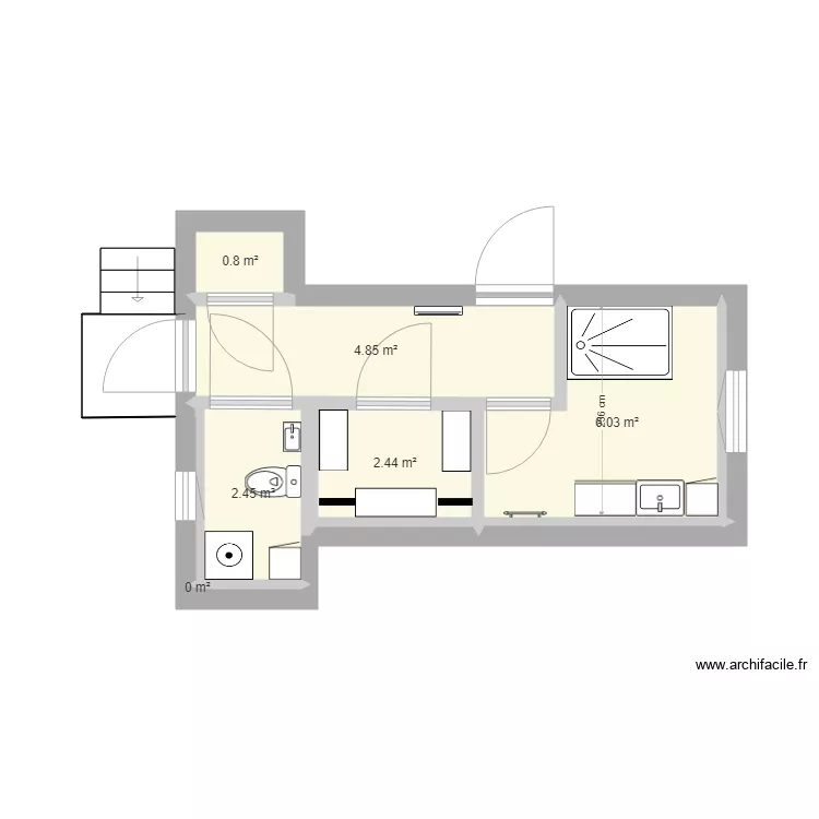 Petite pi&egrave;ce V1. Plan de 