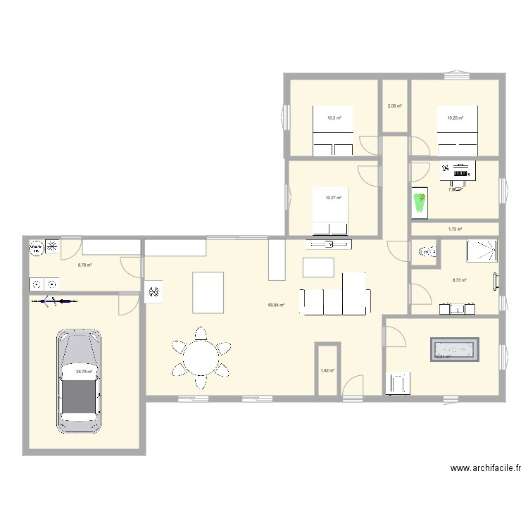 plan de maison en L. Plan de 0 pièce et 0 m2