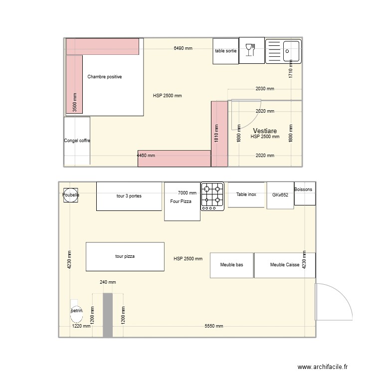 Pagney. Plan de 3 pièces et 52 m2