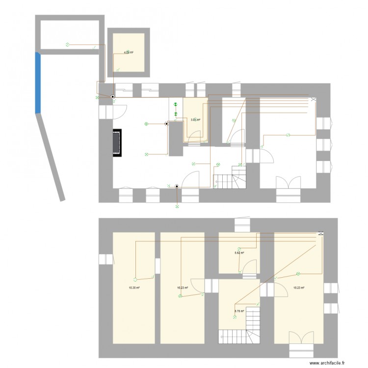 Plan cablage éclairage. Plan de 0 pièce et 0 m2