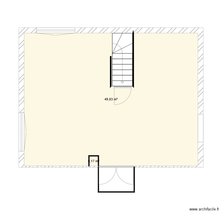 DELEZAY. Plan de 2 pièces et 50 m2