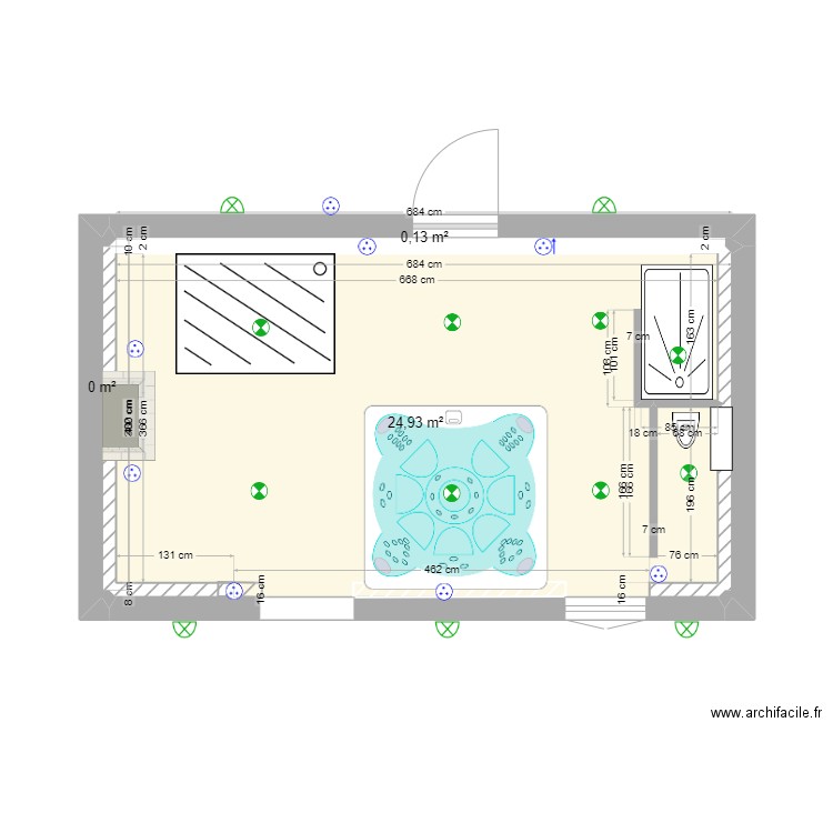 nouveau spa. Plan de 3 pièces et 25 m2