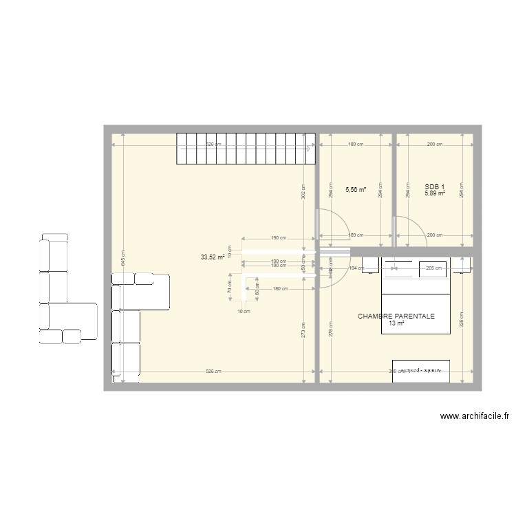 chez nous. Plan de 4 pièces et 58 m2