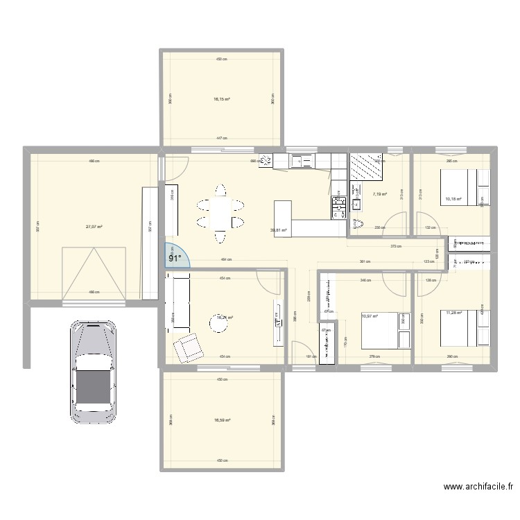 maison. Plan de 9 pièces et 155 m2