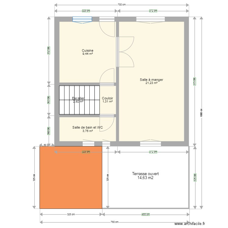 Maison rdc sur eleve 1. Plan de 5 pièces et 39 m2