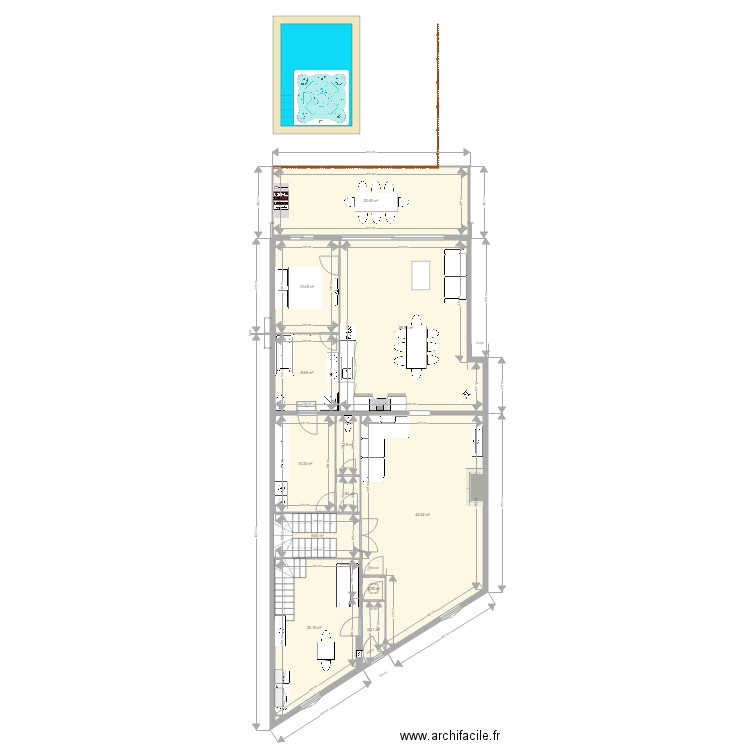 maison trèbes. Plan de 13 pièces et 169 m2