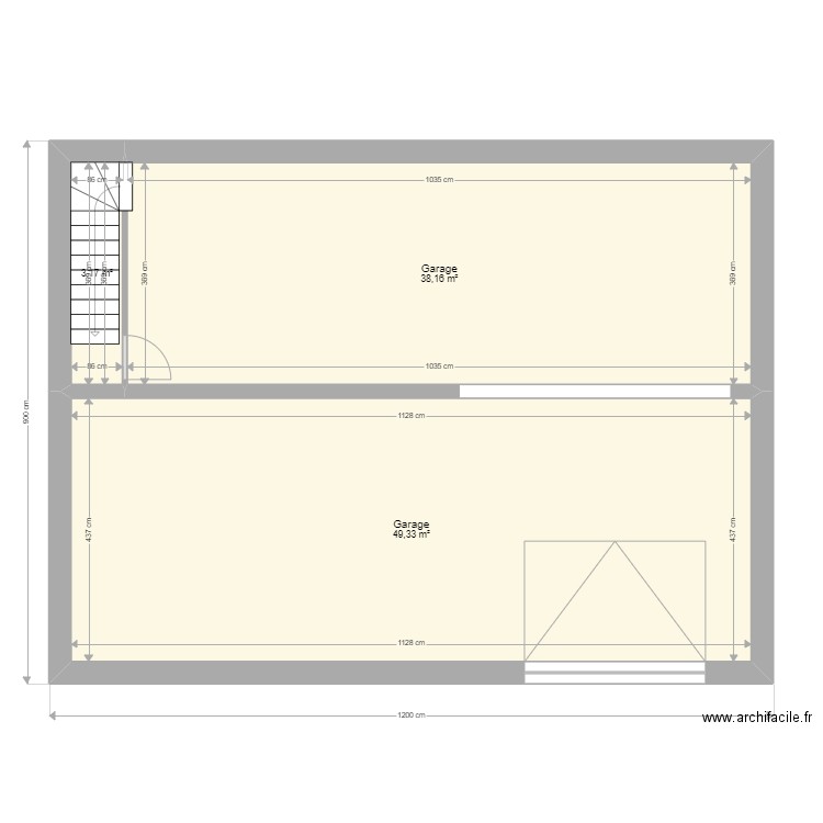 BLONDEAU SOUS SOL. Plan de 3 pièces et 91 m2