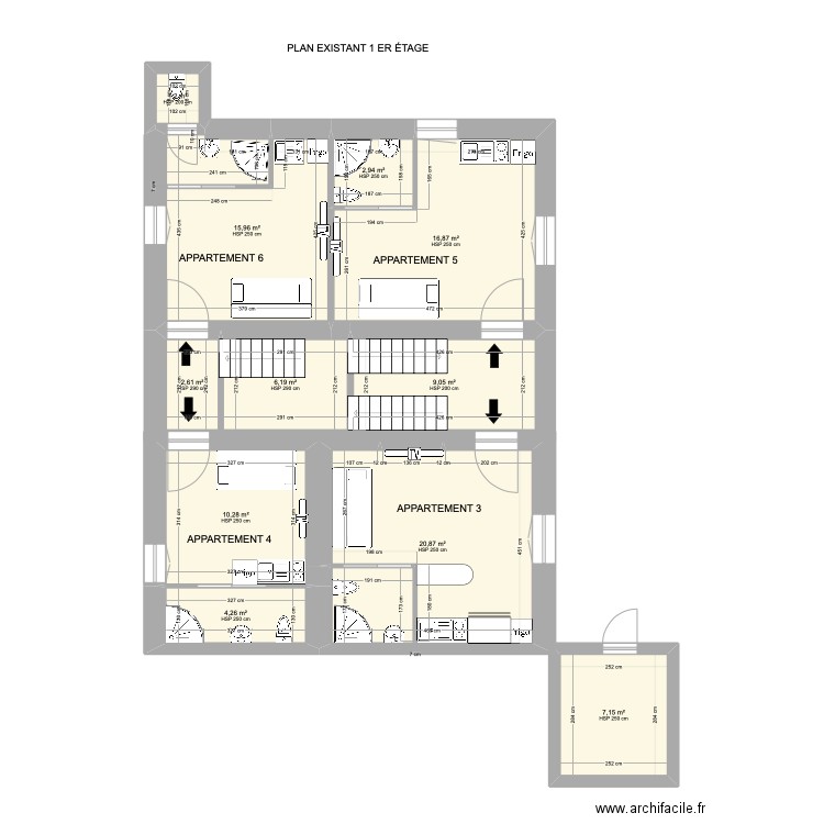 PLAN PROJET  1 JB M ÉTAGE 1. Plan de 11 pièces et 97 m2