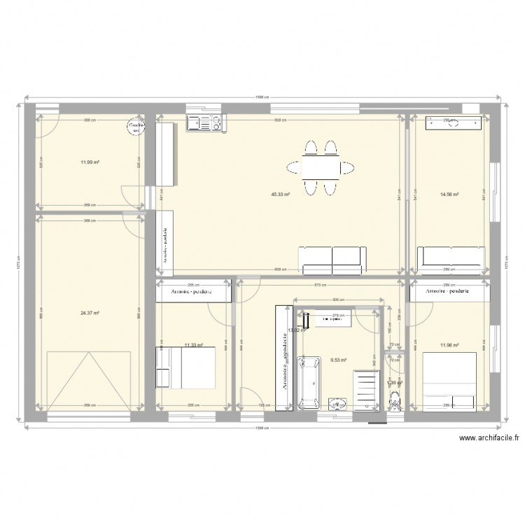 plan maison avec cotes. Plan de 0 pièce et 0 m2
