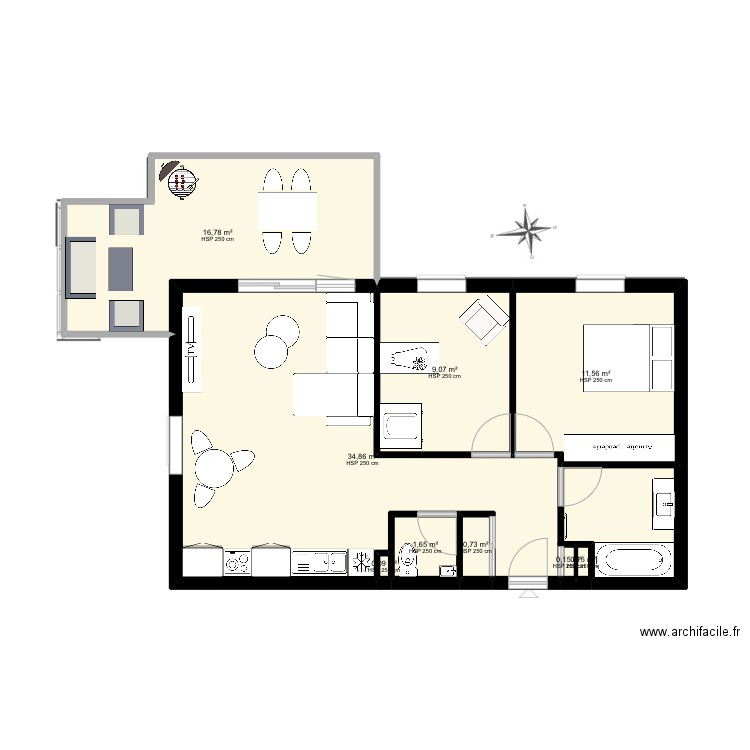 Formation bonus. Plan de 9 pièces et 75 m2