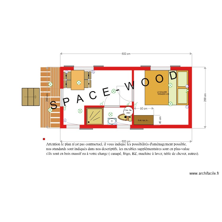 roulotte 600X280  équipée sans cuisine. Plan de 0 pièce et 0 m2