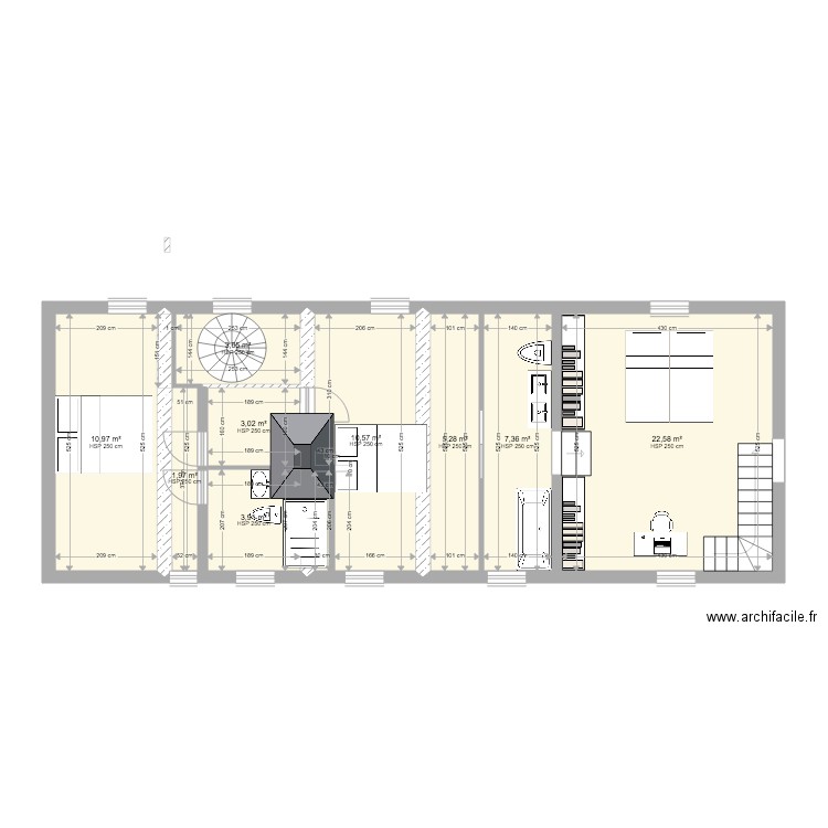 la colombière étage. Plan de 9 pièces et 69 m2