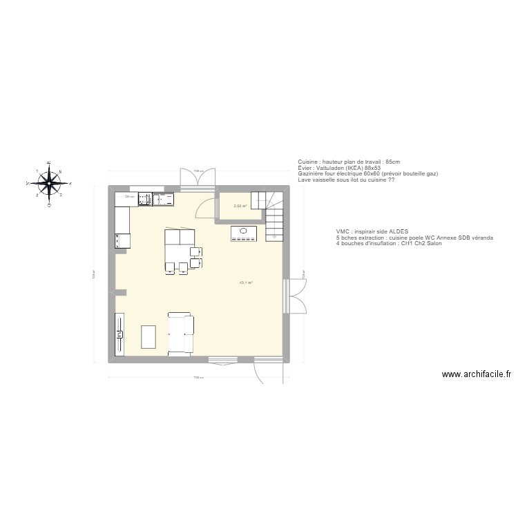 PLAN VVM2. Plan de 6 pièces et 86 m2