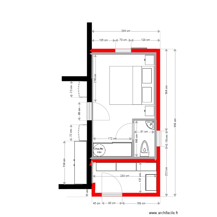 plan 1q2. Plan de 3 pièces et 12 m2