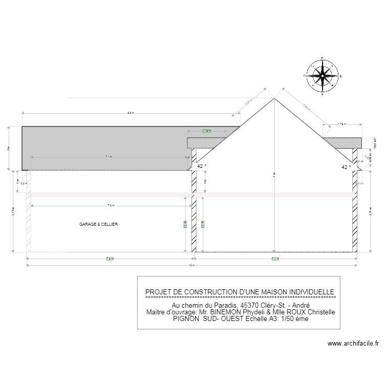  PIGNON  SUD EST 05 MARS 22. Plan de 11 pièces et 74 m2