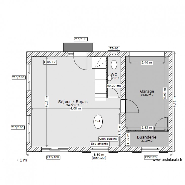 Projet DAVIS RDC V5. Plan de 0 pièce et 0 m2