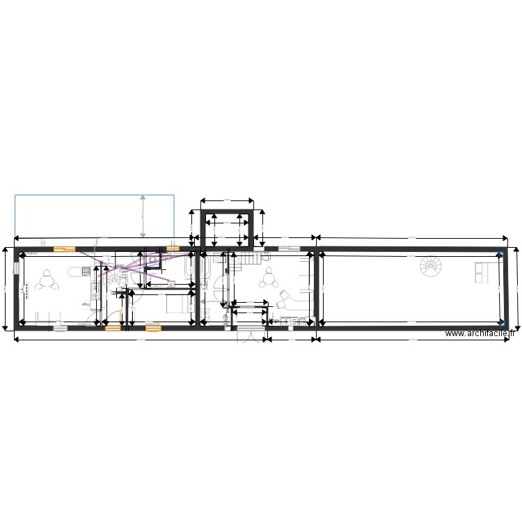 maison bleue cuisine version 1. Plan de 3 pièces et 151 m2