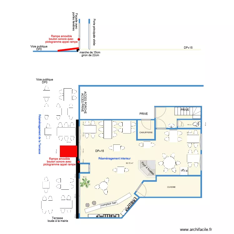 AUBERGE DES ECUYERS APRES TRAVAUX. Plan de AUBERGE DES ECUYERS APRES TRAVAUX. Plan de