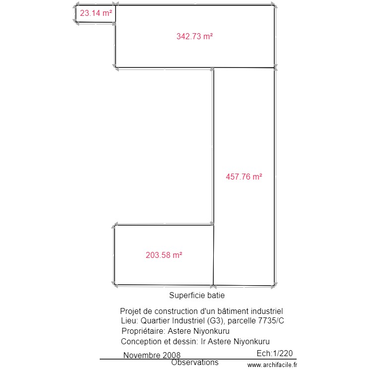 calcul surface batie A3. Plan de 0 pièce et 0 m2