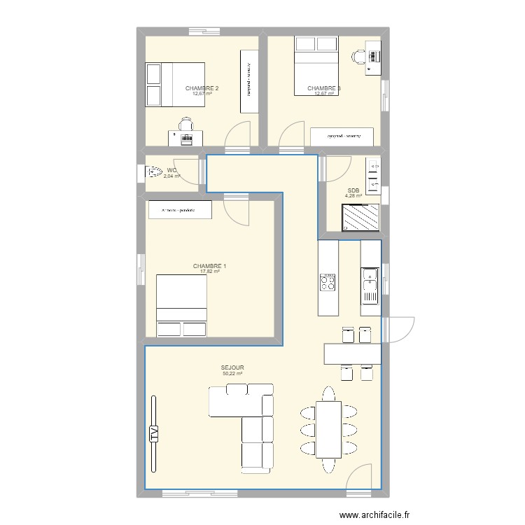 PLAN CONSTRUCTION T4 PLEIN RECTANGLE 3. Plan de 0 pièce et 0 m2