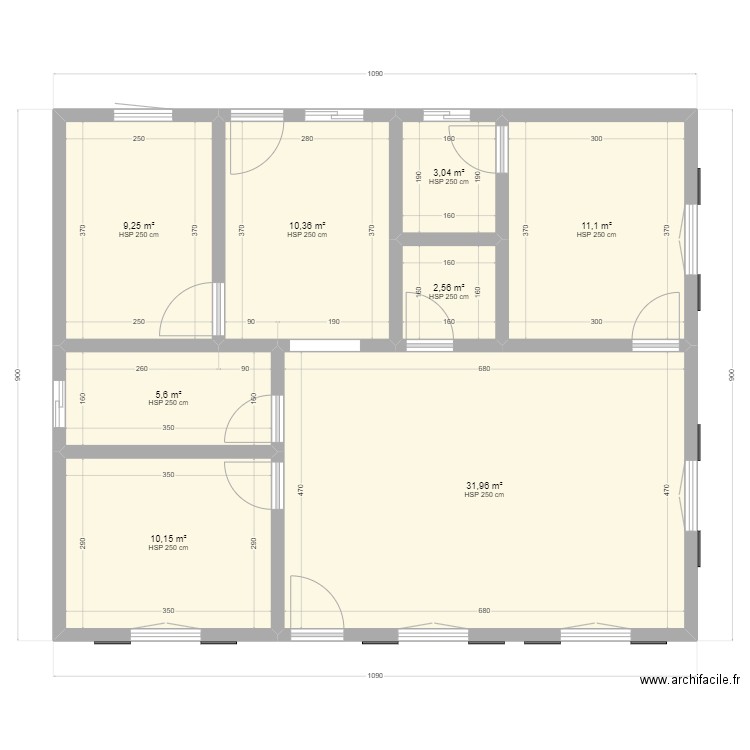 g08. Plan de 8 pièces et 84 m2