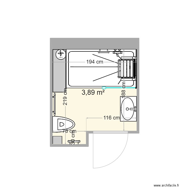 GERBE. Plan de 3 pièces et 12 m2