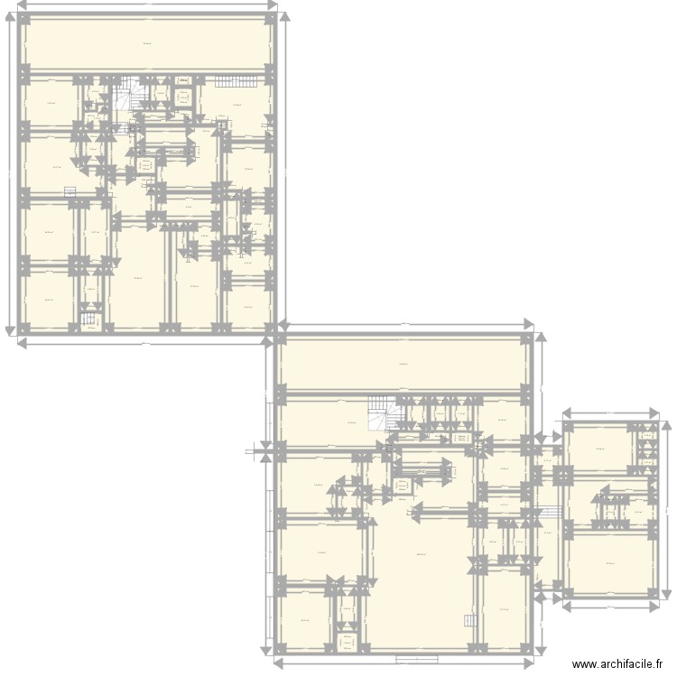 Plan Cartigny Général étage 1 et 2. Plan de 59 pièces et 907 m2