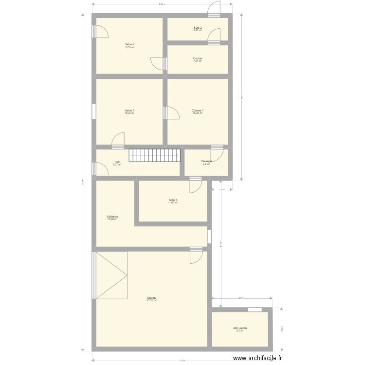 Courtijat - RC - EA. Plan de 11 pièces et 158 m2