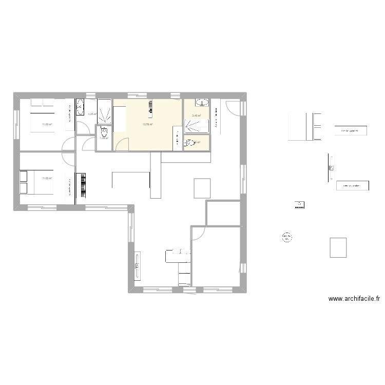 Maison Final. Plan de 7 pièces et 47 m2