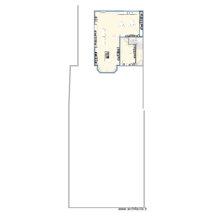 RDC TABAC apres tvx. Plan de 3 pièces et 90 m2