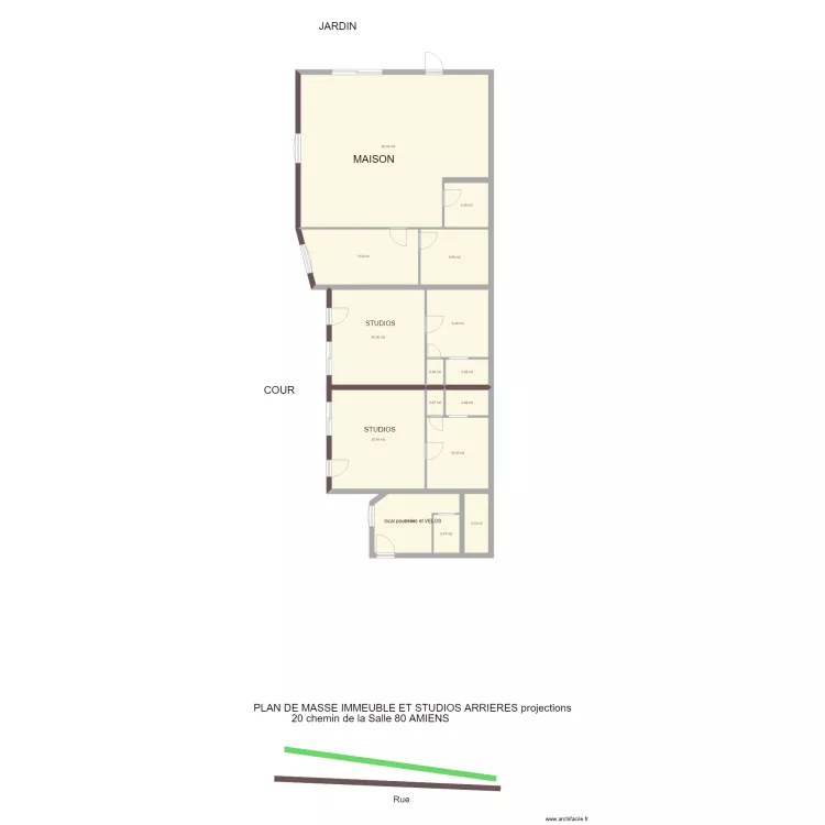 PLAN DE MASSE STUDIOS ARRIERES et GARAGE. Plan de 