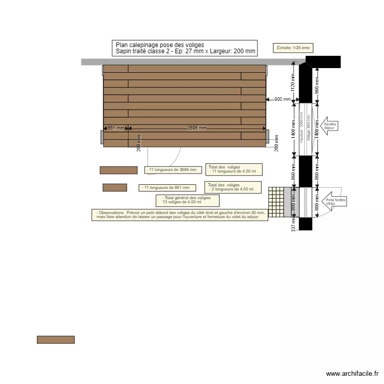 Plan calepinage volige  Abri de Jardin Pascal Sylvie . Plan de 