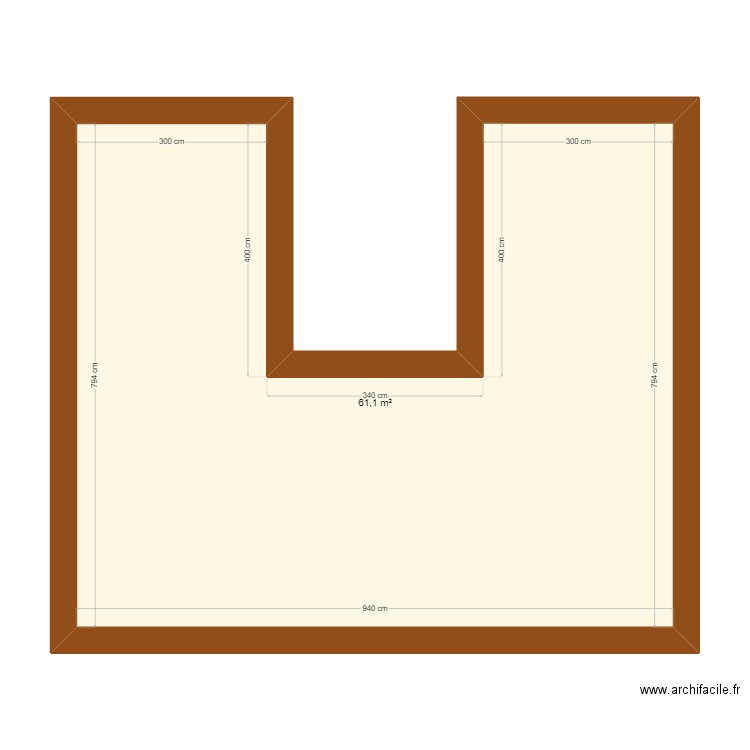 zfzzefzer. Plan de 1 pièce et 61 m2