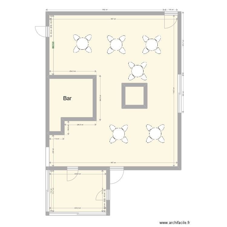 Cantarelle - restaurant. Plan de 4 pièces et 123 m2