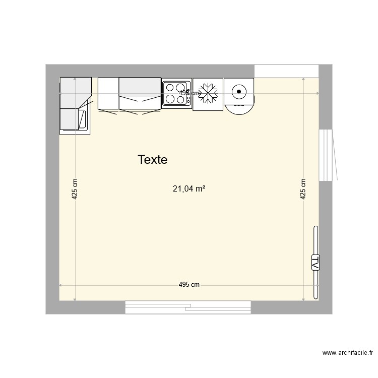 cuisineAMC2021. Plan de 1 pièce et 21 m2