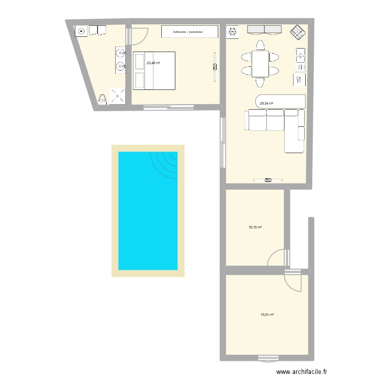 maison coline. Plan de 4 pièces et 78 m2