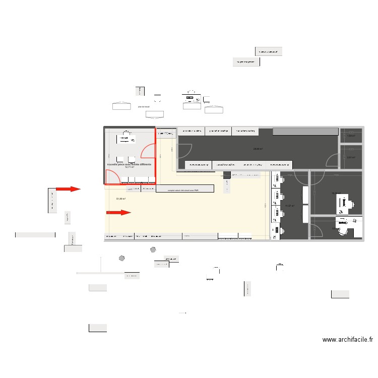 PLAN boutique avec entré voyage et agence immo et espace voyage nv. Plan de 8 pièces et 126 m2