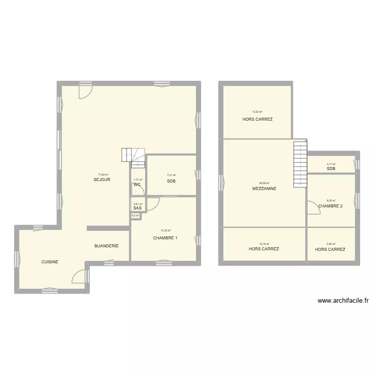 JOUSEAU. Plan de 12  et 165 m²