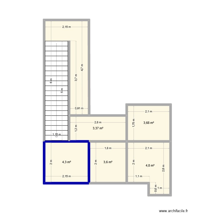sryjry. Plan de 6 pièces et 31 m2