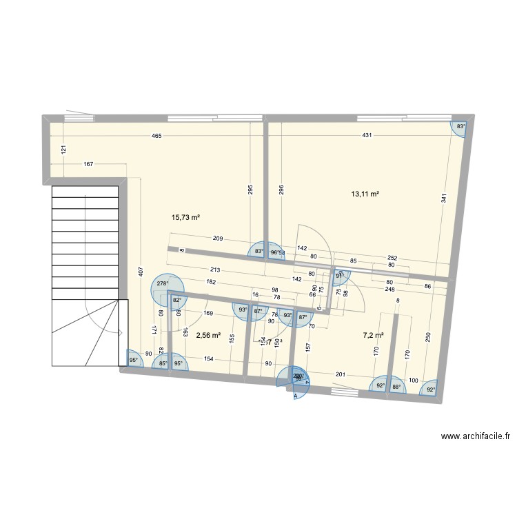 2ème étage Sans meubles. Plan de 5 pièces et 40 m2