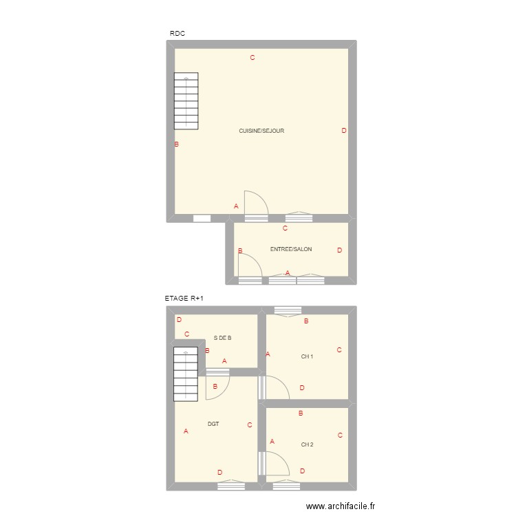 MURPHY. Plan de 6 pièces et 70 m2