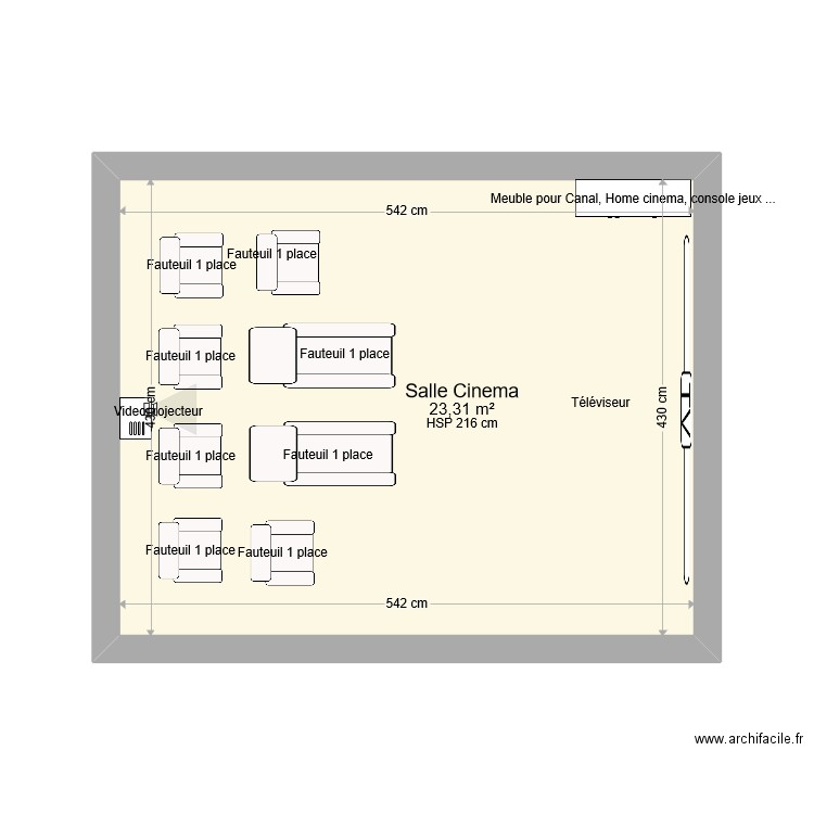 Salle Cinéma. Plan de 0 pièce et 0 m2