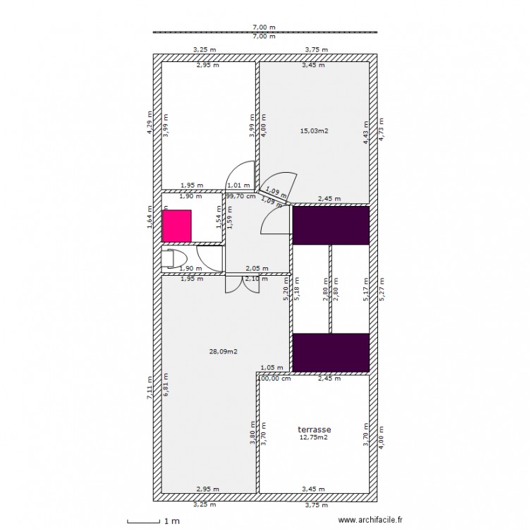 maison 7m facade. Plan de 0 pièce et 0 m2