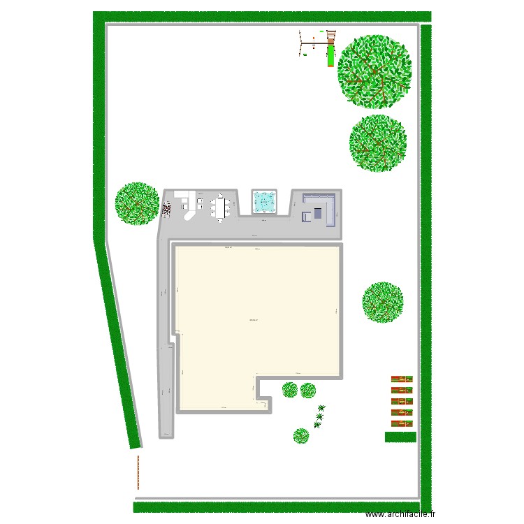 back yard. Plan de 3 pièces et 285 m2